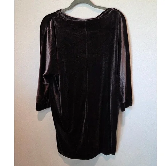 Velvet Tunic Top Holiday Long Sleeve Brown Pullover Size Large - Picture 3 of 7